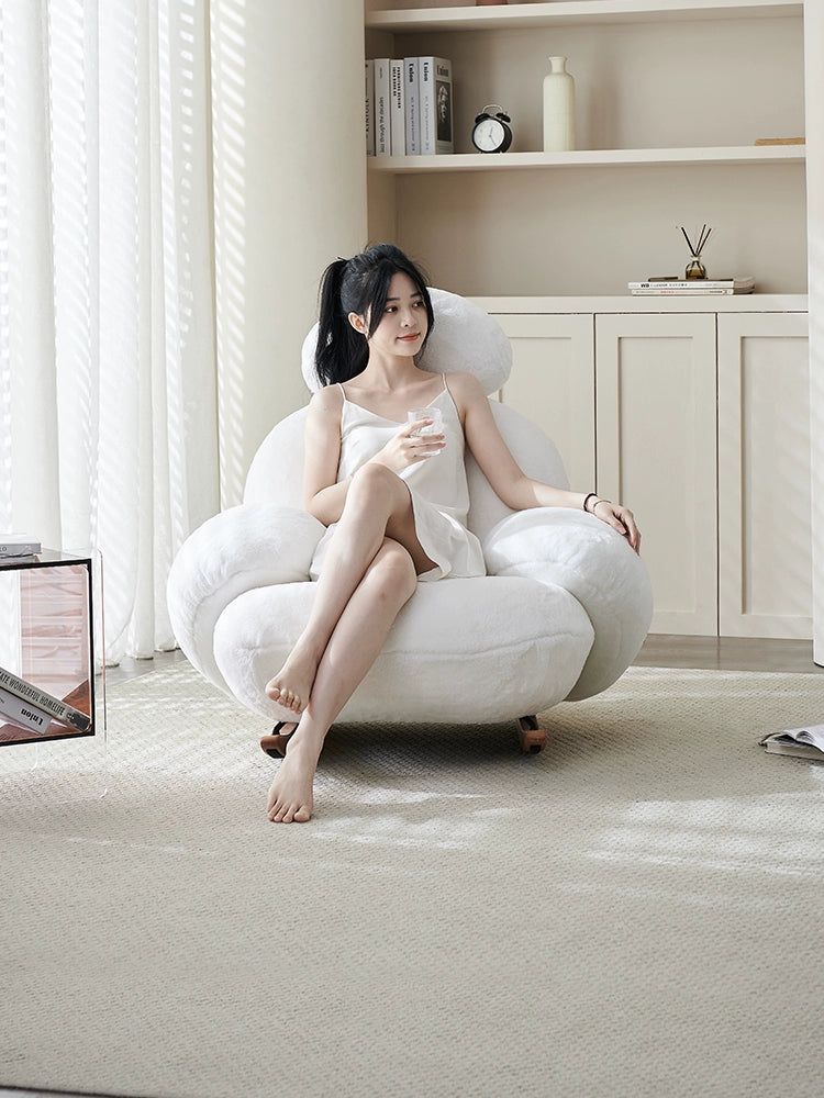 Big White Rocking Chair Cream Style Ins Popular Lazy Rocking Chair Modern Simple Home Living Room Bedroom Single Sofa Recliner