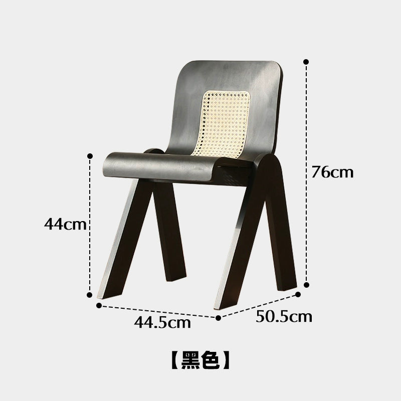 Mittelalterlicher Rattan-Esszimmerstuhl aus Massivholz, Wabi-Sabi-Windstuhl, französischer leichter Luxus-Rückenstuhl, Designer-Schreibtischstuhl