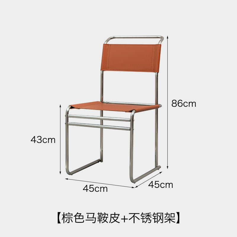 Bauhaus Chair Design Sense Retro Dining Chair Saddle Leather Stainless Steel Tube Nordic Ins Style Negotiation Chair