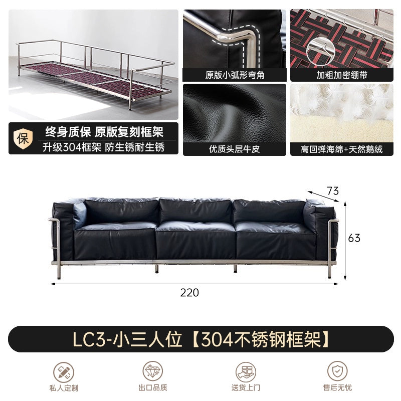 LC3 Sofa Medieval Bauhaus Living Room Straight Row Three Designer Corbusier Sofa