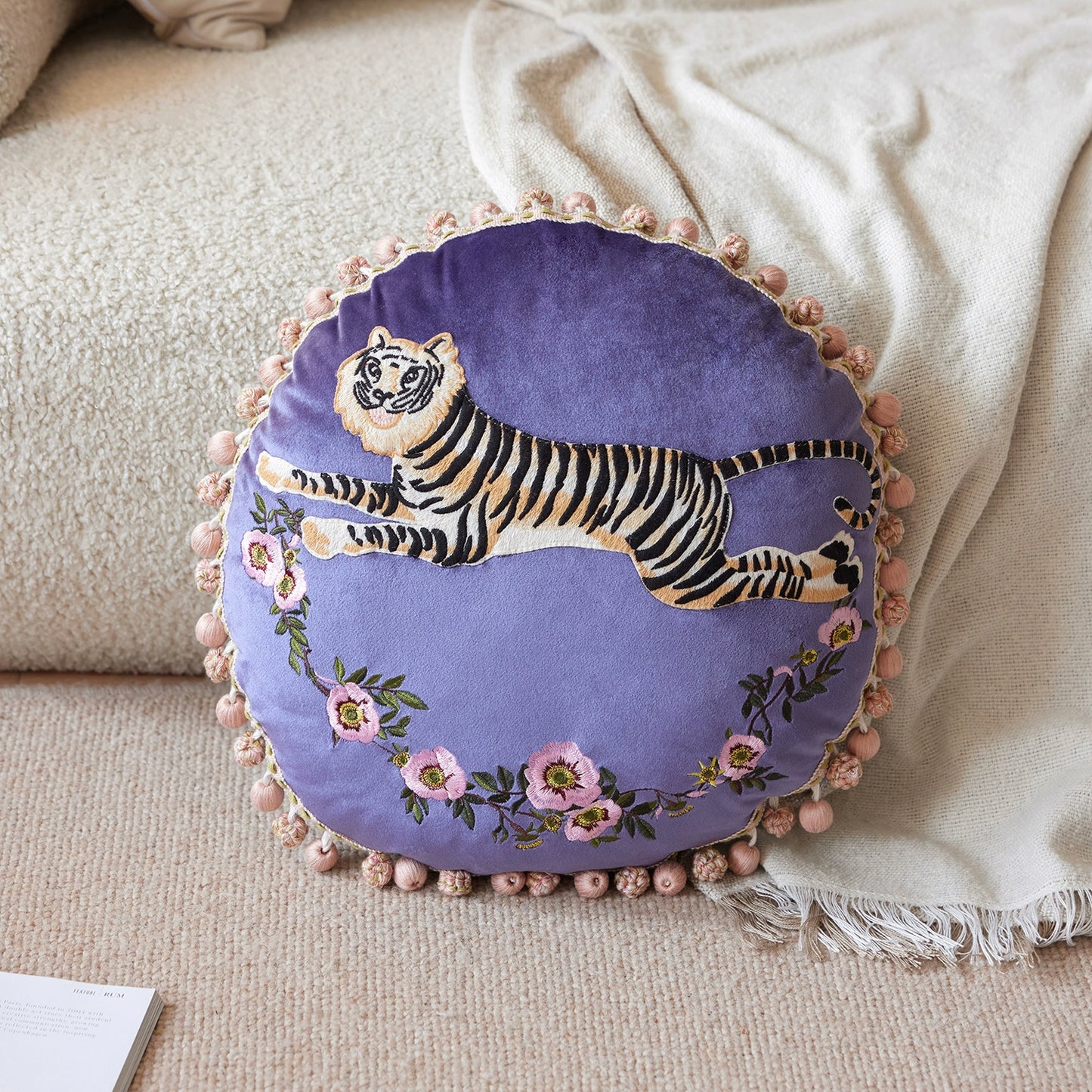 Tiger Throw Pillow Embroidery Design Waist Cushion Office Nap Sofa Pillow Light Luxury Premium Ins
