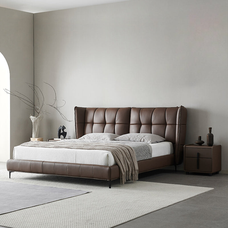B & B Muscle Bed Italian Minimalist Leather Bed Ins Popular Villa Master Bedroom Queen Bed Modern Minimalist Designer Double Bed