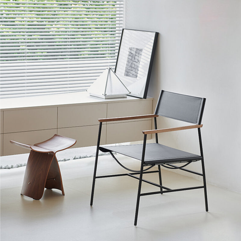 Bingzhi Chair Designer Chair Living Room Household Medieval Art Industrial Style Saddle Leather Back Chair Minimalist Leisure Chair