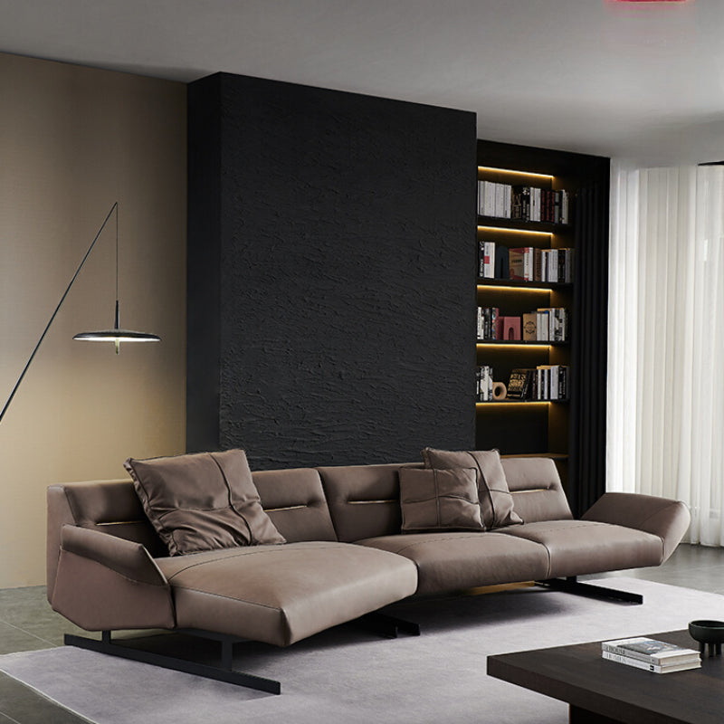 Nordic Modern Light Luxury First-layer Leather Sofa Italian Small Apartment Living Room Simple Creative Designer Special-shaped Sofa