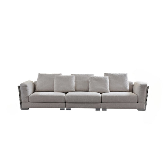 Flexform Woven Sofa Italian Designer Sofa Cotton and Linen Villa Large Flat Saddle Leather Minimalist Light Luxury