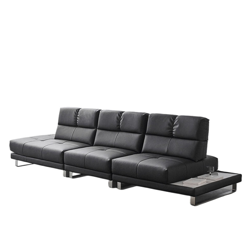 Roman Sofa Italian Minimalist Villa Large Flat Floor Living Room Adjustable Backrest Straight Row Corner Combination Leather Sofa