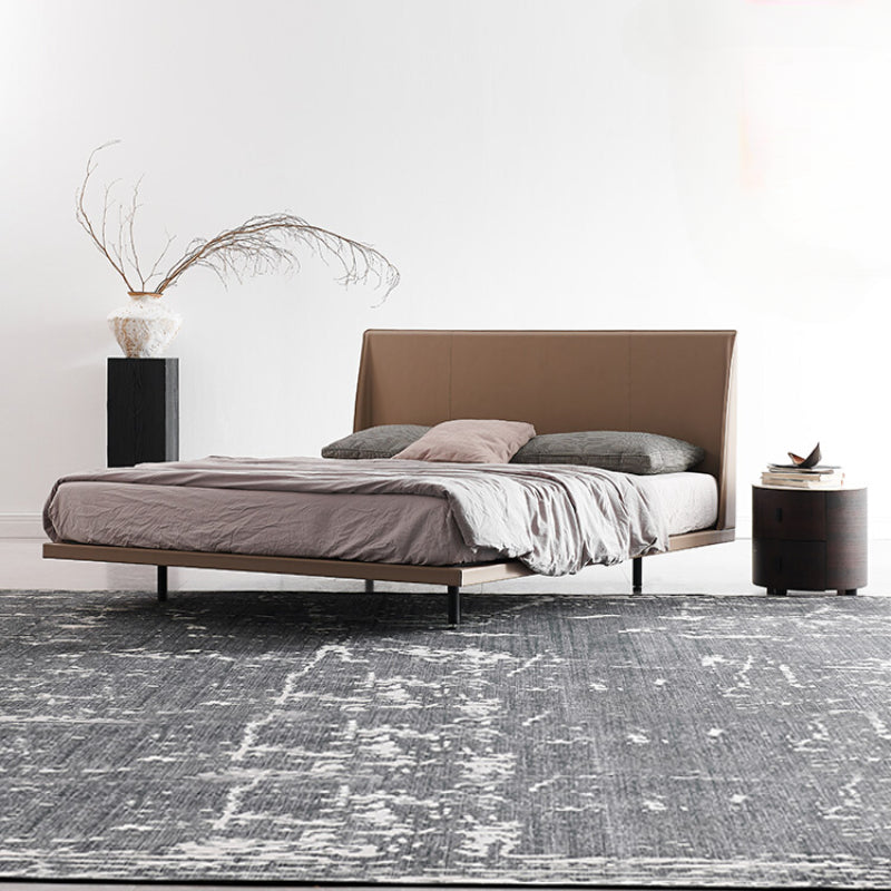 Italian Minimalist Suspension Bed 1.8 Meters Saddle Leather Leather Simple Master Bedroom Bed Light Luxury Designer Double Wedding Bed