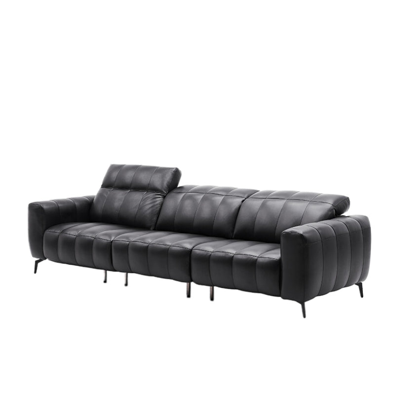 Piano Key Sofa Italian Minimalist Size Apartment First Layer Cowhide Living Room Caterpillar Straight Row Three-person Leather Sofa