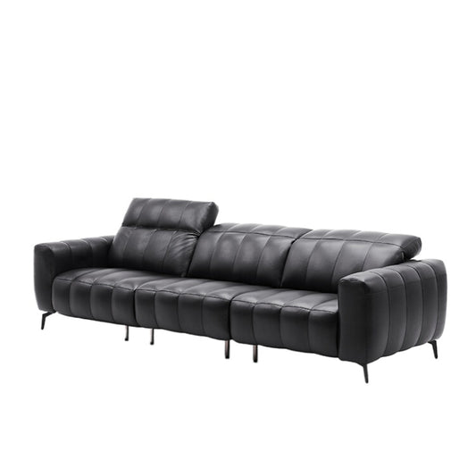 Piano Key Sofa Italian Minimalist Size Apartment First Layer Cowhide Living Room Caterpillar Straight Row Three-person Leather Sofa
