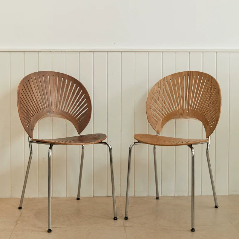 Nordic Massivholz Esszimmerstuhl Retro Shell Stuhl Hause Vintage Mittelalterlichen Rückenlehne Stuhl Wabi Sabi 