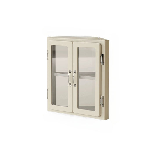 Desktop-Aufbewahrungsschrank Japanischer Retro-Metall-Dreiecksschrank Eckfigur Glas-Präsentationsständer 