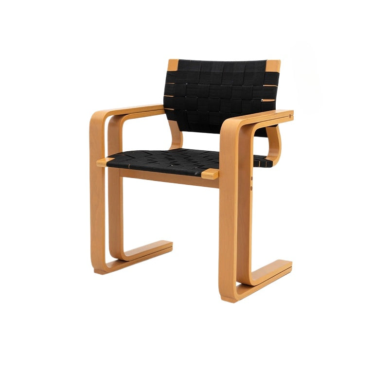 Designer Armlehne Esszimmerstuhl Massivholz Mittelalter Gewebter Wabi Wind Stuhl Retro Schreibtisch Rückenlehne Stuhl 