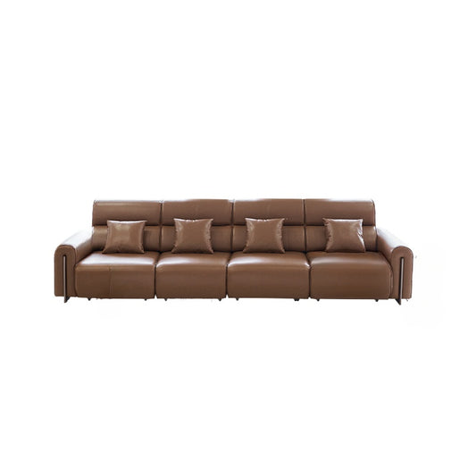 Zero Wall Electric Sofa First Layer Cowhide Modern Simple Size Apartment Living Room Telescopic Dual-purpose Sofa Bed