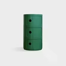 Runder Aufbewahrungstisch | Nachttisch, 3-stufiger Nachttisch aus Kunststoff, Aufbewahrungseinheit, Kommode mit Schubladen und Schiebetür, nordischer moderner Nachttisch für Schlafzimmer