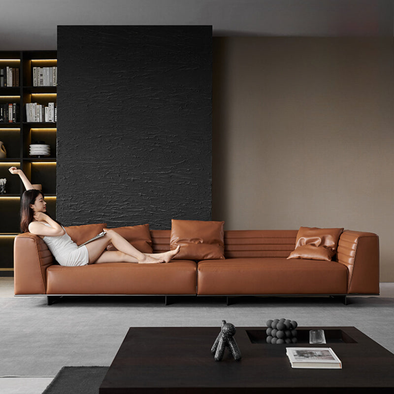 Italian Minimalist Designer Suspended Fabric Leather Villa Large Flat-floor Apartment ROGER Roger Sofa 2022