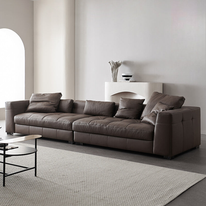 Italian Light Luxury Blaze Sofa Modern High-end Villa Living Room Size Apartment Leather Sofa Straight Combination