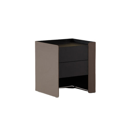 Modern Light Luxury Saddle Leather Bedside Table High-end Bedroom Bedside Table Italian Minimalist Smoky Color Storage Locker