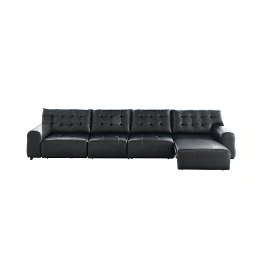 Big Black Bear Electric Sofa Italian Minimalist Living Room Leather First Class Zero Wall Retractable Function Sofa Bed