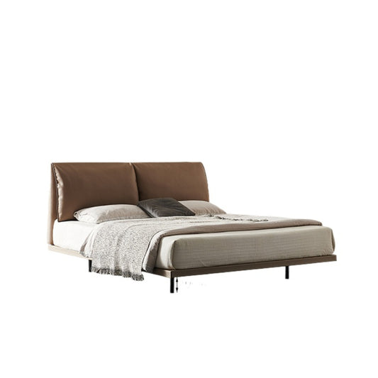 Italian Minimalist Elephant Ear Bed First Layer Cowhide Modern Minimalist Master Bedroom Flush Edge Wedding Bed Soft Bag Double Suspended Bed