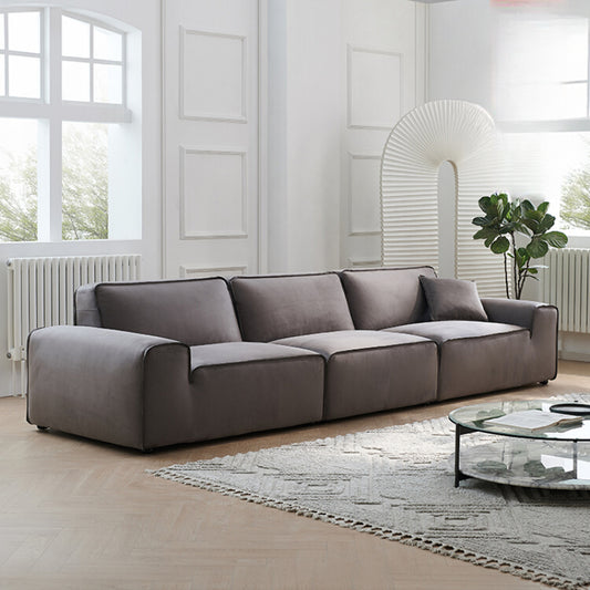 Big Black Cow Sofa Summer Picture 3814 Italian Minimalist Matte Cloth Large and Small Apartment Villa Living Room Three People Straight Row