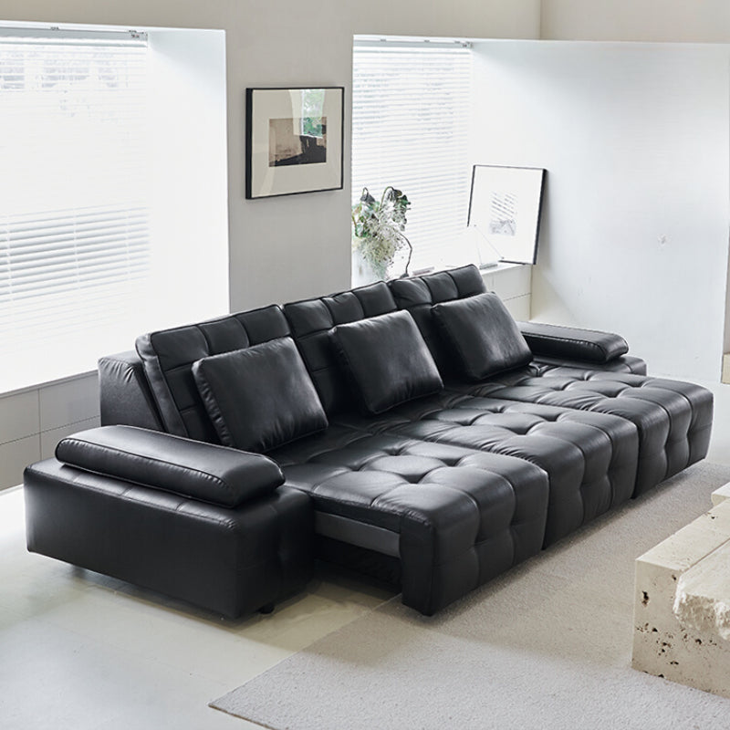 Lawrence Electric Sofa Italian Minimalist Living Room Zero Against The Wall Straight Row Adjustable Leather Retractable Function Sofa Bed