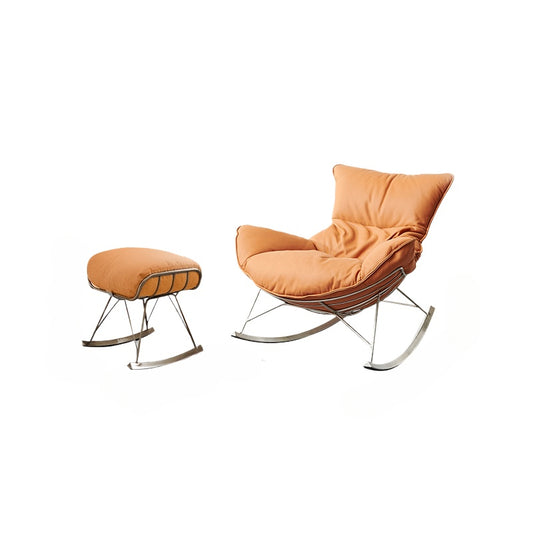 Nordic Leather Light Luxury Single Chair Fabric Snail Chair Living Room Lazy Adult Rocking Chair Balcony Leisure Single Sofa