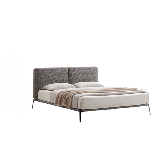 Italian Minimalist Park Park Bed Designer Villa Bedroom Master Bedroom High-end Cotton and Linen Fabric Bed Simple Double Bed