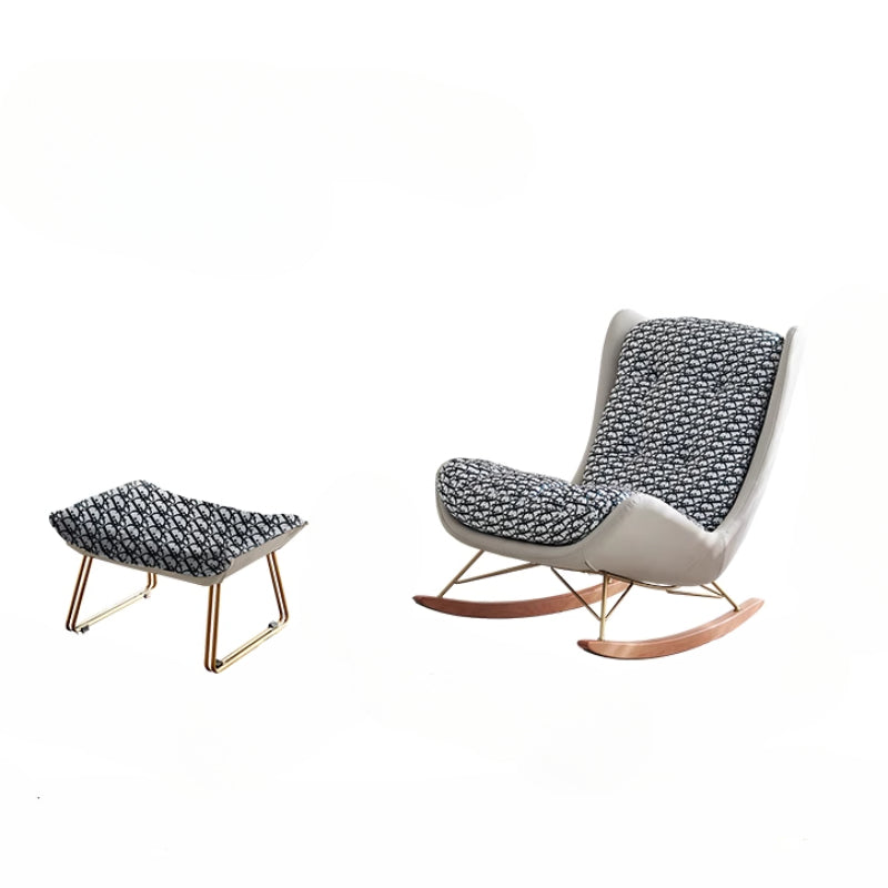 Nordic Light Luxury Rocking Chair Recliner Adult Designer Ice Silk Fabric Single Sofa Home Balcony Leisure Rocking Chair