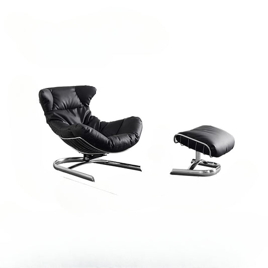 Italian Leather Living Room Light Luxury Single Sofa Chair Balcony Post-modern Simple Recliner European Style Happy Rocking Chair