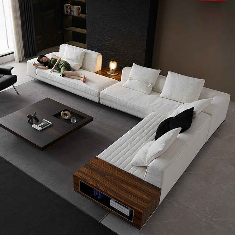 Italian Minimalist Designer Suspended Fabric Leather Villa Large Flat-floor Apartment ROGER Roger Sofa 2022
