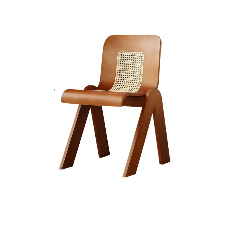 Mittelalterlicher Rattan-Esszimmerstuhl aus Massivholz, Wabi-Sabi-Windstuhl, französischer leichter Luxus-Rückenstuhl, Designer-Schreibtischstuhl 