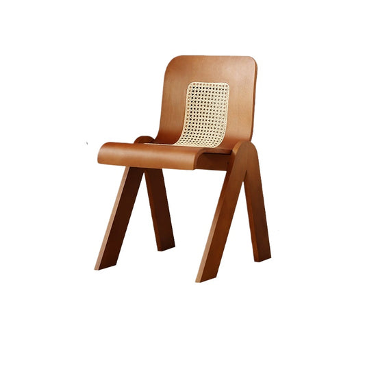 Mittelalterlicher Rattan-Esszimmerstuhl aus Massivholz, Wabi-Sabi-Windstuhl, französischer leichter Luxus-Rückenstuhl, Designer-Schreibtischstuhl 