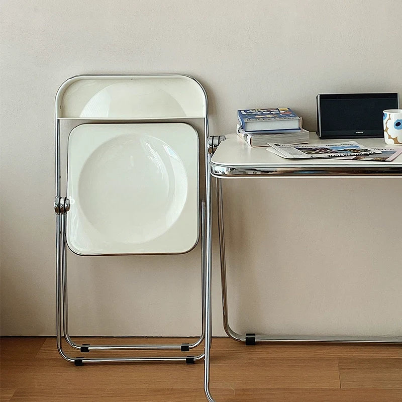 Acrylic Folding Chair Ins Wind Restaurant Home Simple Dining Chair Book Table Chair Transparent Back Chair