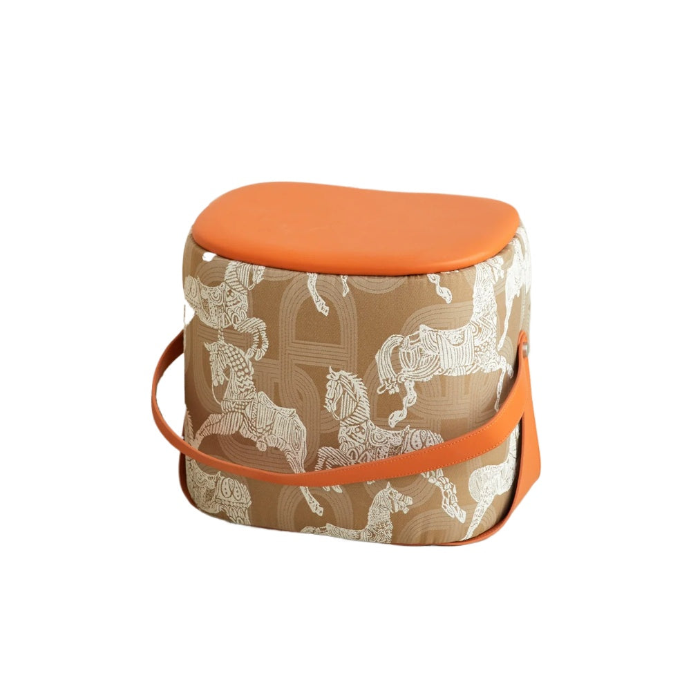 Königlicher Hufeisen-Wickelhocker, kleiner Hocker für das Wohnzimmer, hoher Sinn, leichter Luxus, Handtragesitz, niedriger Hocker 