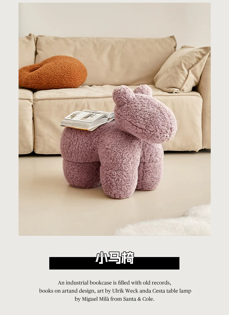Lammwolle Pony Stuhl Ins PopularStyle Einzelsofa Stuhl Freizeit Niedriger Hocker Haushalt Tier Hocker Ornament 