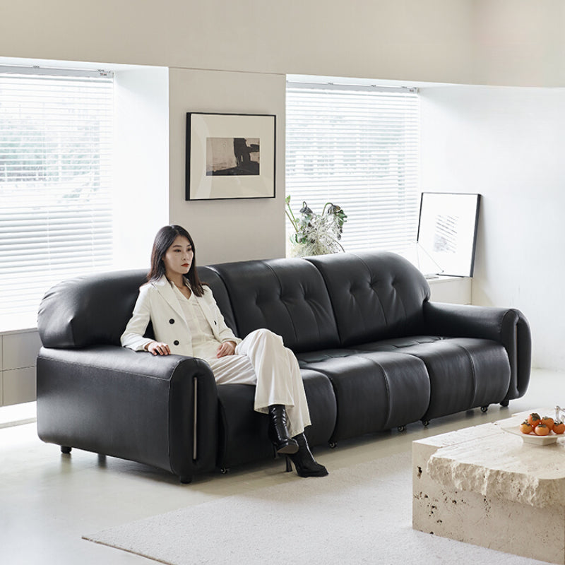 Brown Sugar Cloud Electric Sofa Italian Minimalist Living Room Top Leather Zero Wall Retractable Electric Sofa Bed