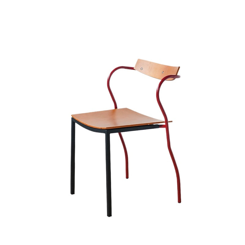 Einfacher Designer-Esszimmerstuhl, mittelalterlicher künstlerischer Stuhl, Schmiedeeisen, Massivholz, Café, Restaurantstuhl, Freizeit 