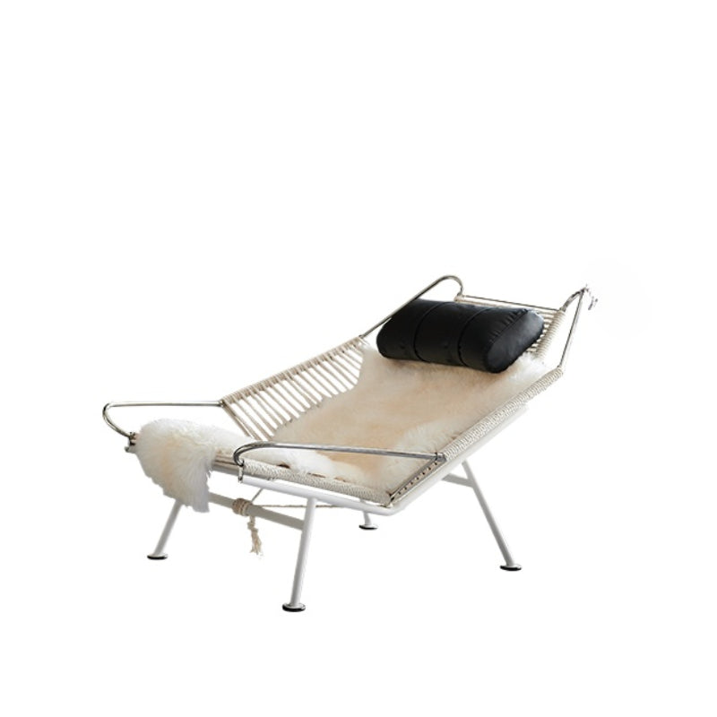 Designer Single Leisure Chair Wabi Sandy Wind Ins Popular Creative Hemp Rope Weaving Living Room Balcony Recliner Medieval Flag Rope Chair