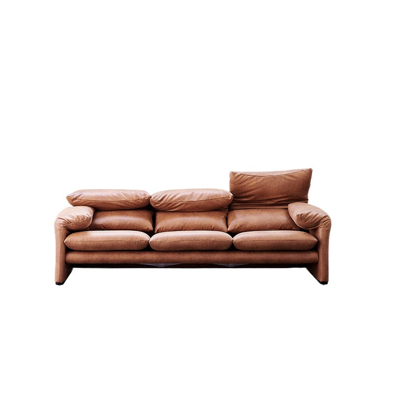 Maralunga Malalunga Sofa Medieval Oil Wax Leather Living Room Straight Row Adjustable High Backrest Audio-visual Sofa