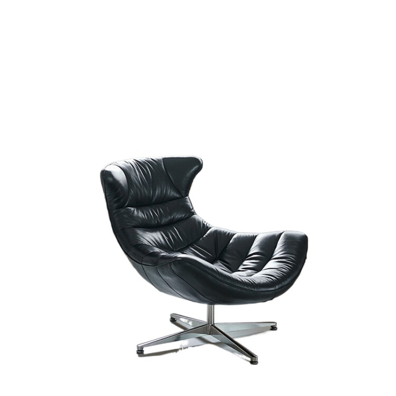 Home Furnishing Italian Leather Single Sofa, Living Room Balcony Recliner Swivel Chair, Modern Study Lunch Break Single Chair Sofa