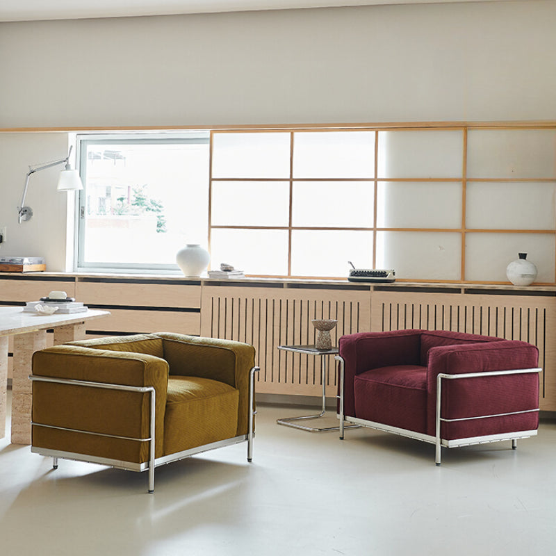 LC3 Fabric Sofa Medieval Corbusier Bauhaus Designer Single Chair Retro Living Room Home Single Sofa