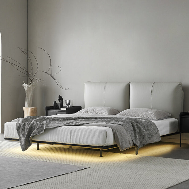 Italian Minimalist Light Luxury Suspended Bed Leather Bed 2022 New Master Bedroom Modern Simple Internet Celebrity Soft Bag Double Bed