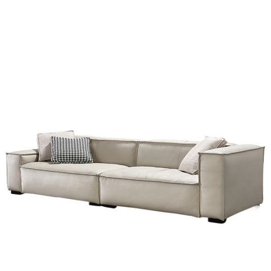 Home Furniture Italian Leather Sofa First Layer Cowhide Tofu Blocks Nordic Minimalist Living Room Small Apartment Down