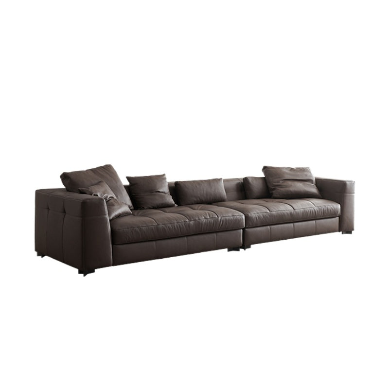Italian Light Luxury Blaze Sofa Modern High-end Villa Living Room Size Apartment Leather Sofa Straight Combination