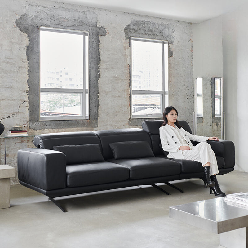 Italian Minimalist Adjustable Backrest Sofa First Layer Cowhide Modern Minimalist Living Room Designer Zee Straight Corner