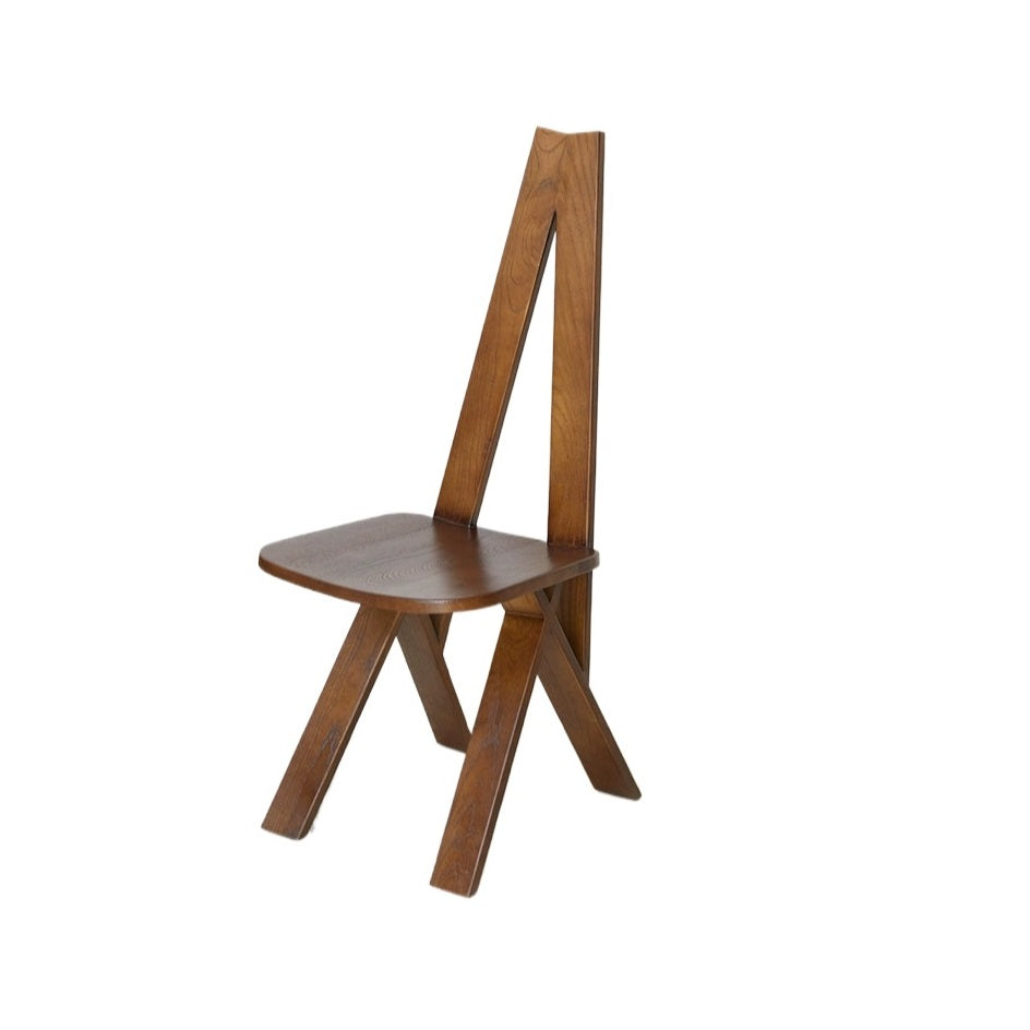 Mittelalterlicher Stuhl Vintage Massivholz Hohe Rückenlehne Esszimmerstuhl Designer Wabi Sand Wind Hocker Kreativ 