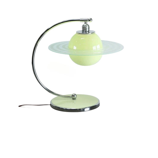 Mittelalterliche Lichtgrüne Planeten-Tischlampe Nordische Dänemark-Schlafzimmer-Nachttischlampe Kreative Retro-dekorative Umgebungslampe 