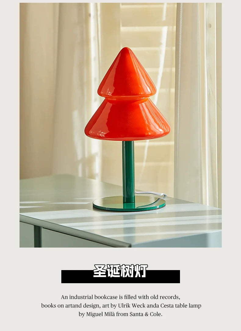 Weihnachtsbaum Tischlampe Dekorative Glas Nachttischlampe Schlafzimmer Mittelalterliches Umgebungslicht Ins PopularIns Wind Nordic 