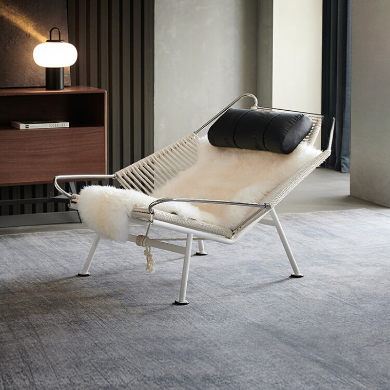 Designer Single Leisure Chair Wabi Sandy Wind Ins Popular Creative Hemp Rope Weaving Living Room Balcony Recliner Medieval Flag Rope Chair