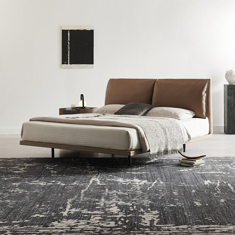 Italian Minimalist Elephant Ear Bed First Layer Cowhide Modern Minimalist Master Bedroom Flush Edge Wedding Bed Soft Bag Double Suspended Bed